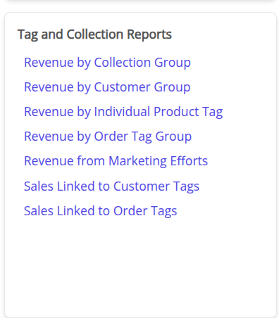 Tag and Collections Reports